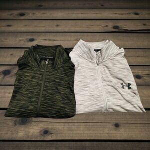 Under Armour Mens Size L Half Zip Pullover Golf Athletic Green LG HeatGear Lot 2